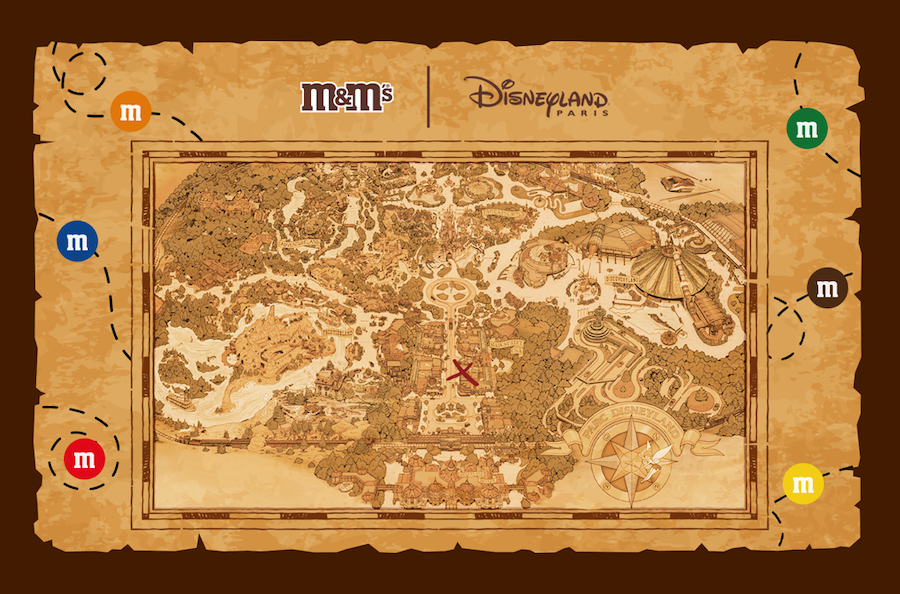 M&M’s themed treasure hunt map artwork
