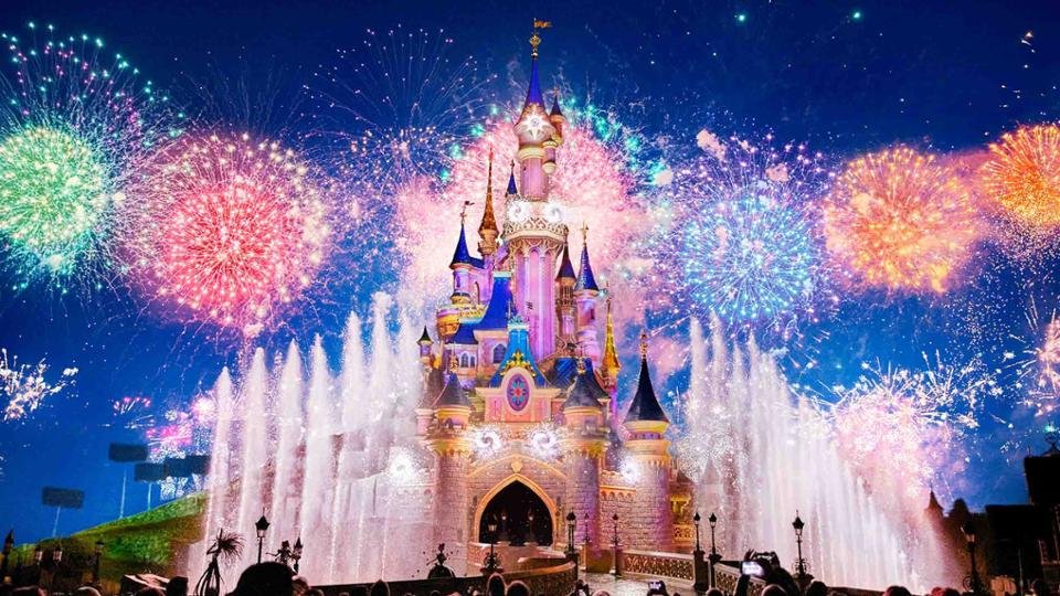 Castle fireworks at Disneyland Paris