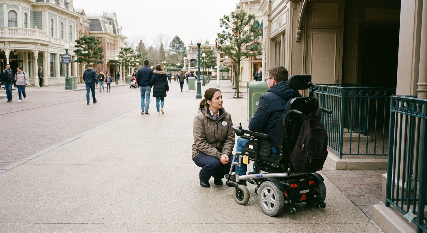 A Disneyland Paris Cast Member Speaking To A Guest
